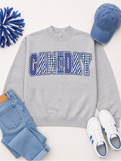 Mixed Pattern Big Letter Custom Graphic Mock Neck Sweatshirt