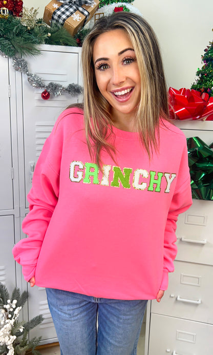 Grinchy Ideal Chenille Christmas Graphic Sweatshirt