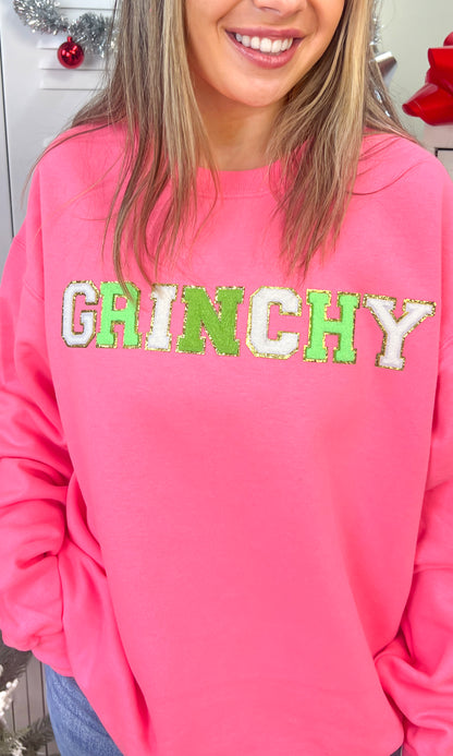 Grinchy Ideal Chenille Christmas Graphic Sweatshirt