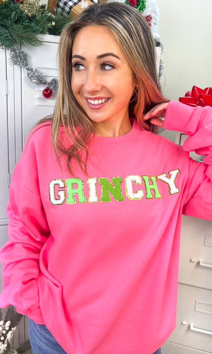 Grinchy Ideal Chenille Christmas Graphic Sweatshirt