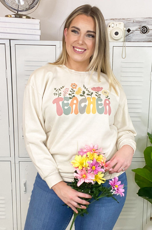 Groovy Flower Teacher Sweatshirt