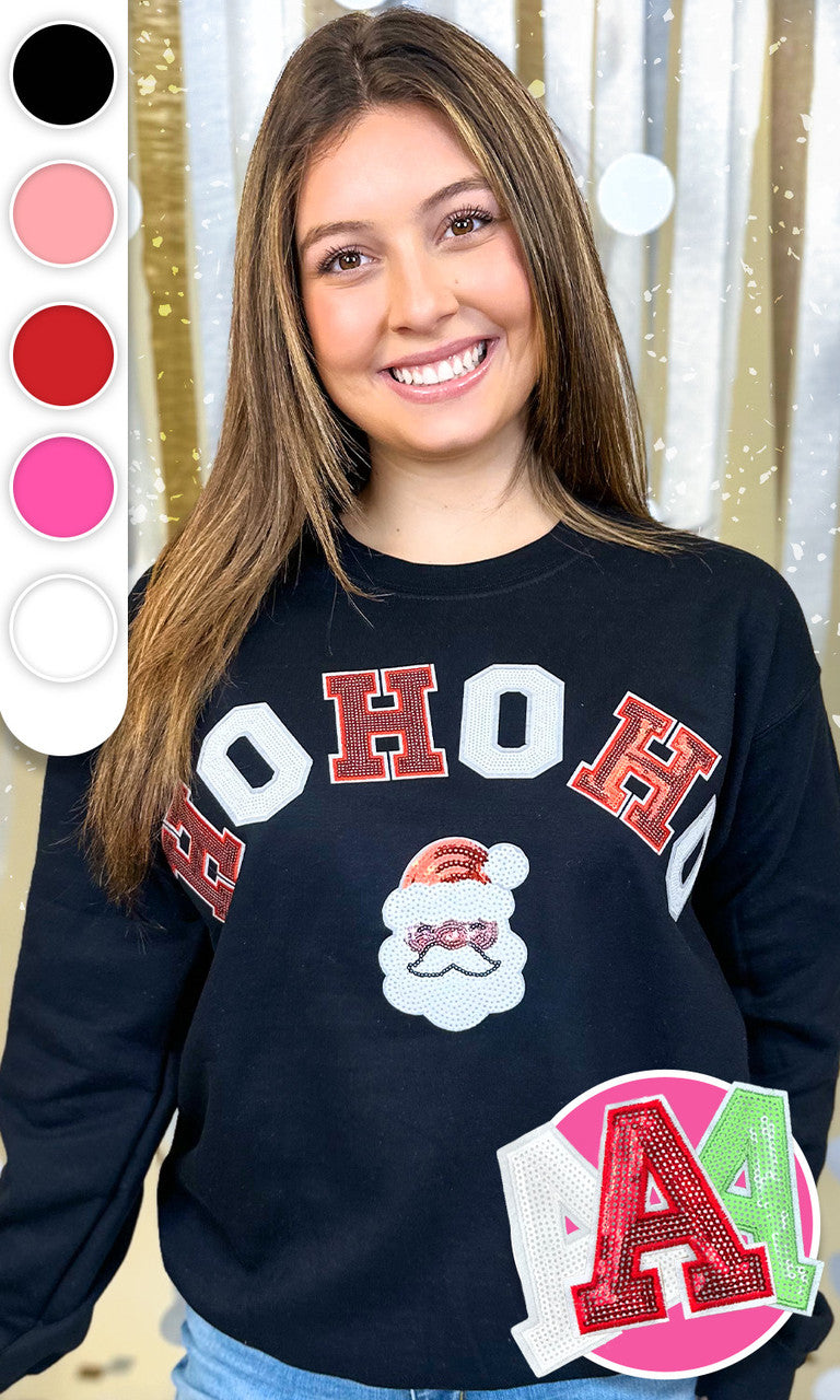 Ho Ho Ho Santa Sequin Graphic Sweatshirt