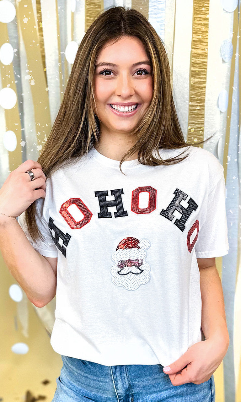 Ho Ho Ho Santa Sequin Graphic T-Shirt