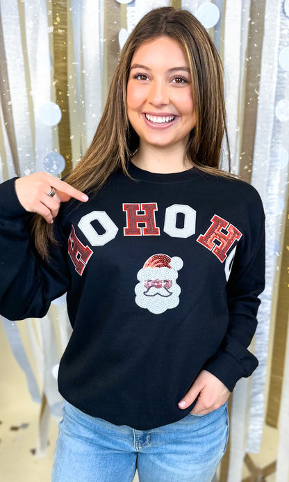 Ho Ho Ho Santa Sequin Graphic Sweatshirt