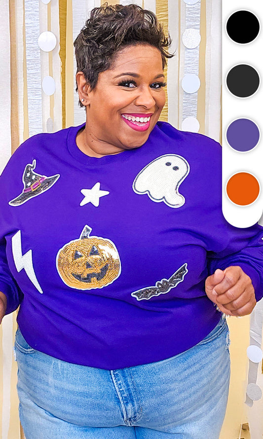 Halloween Things Sequin Graphic Long Sleeve T-Shirt