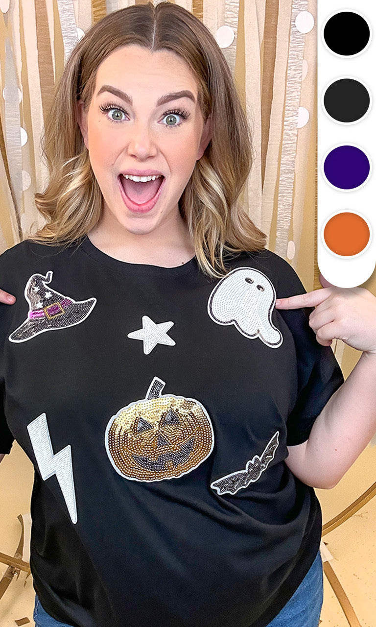 Halloween Things Sequin Graphic T-Shirt