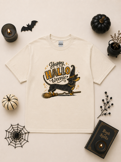 Happy Hallo Weenie Halloween Graphic T-Shirt
