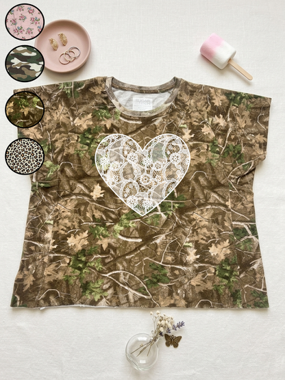 Heart Lace Graphic AOP Edgy Graphic Shirt