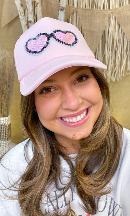 Sunglasses Sequin Trucker Hat