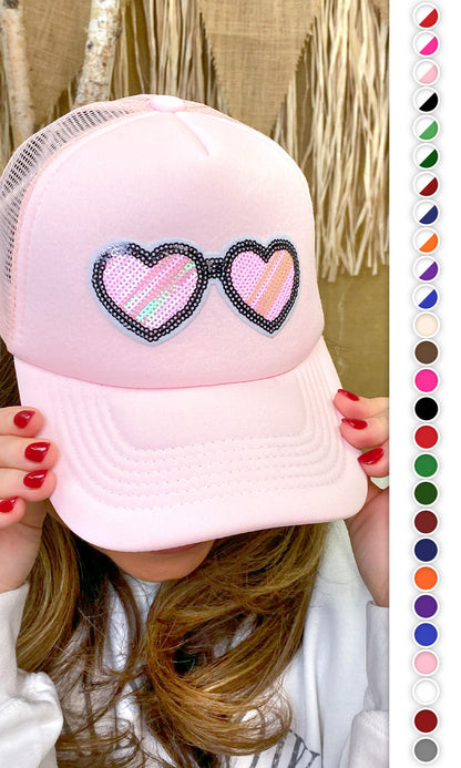 Sunglasses Sequin Trucker Hat