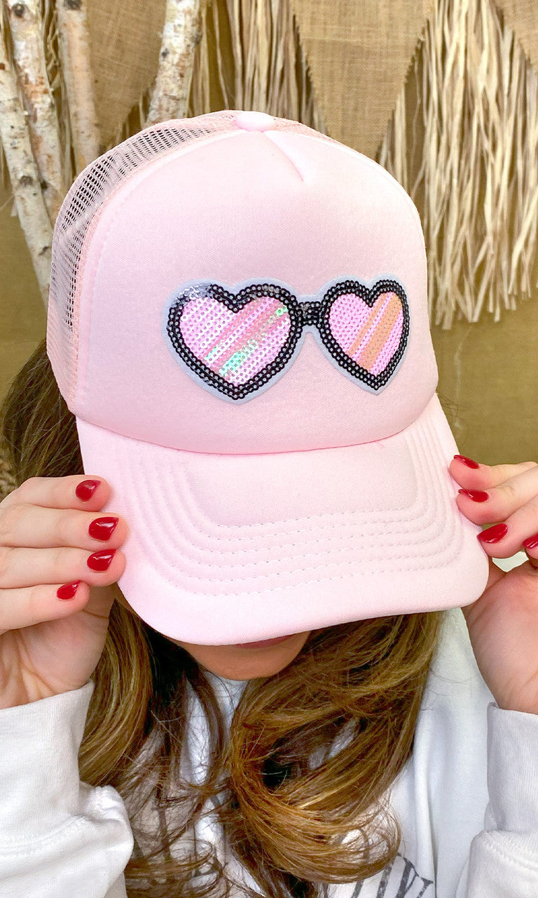 Sunglasses Sequin Trucker Hat