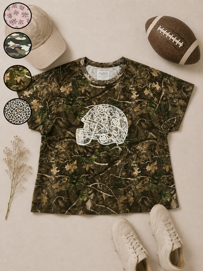 Football Helmet Lace Graphic AOP Edgy Graphic Shirt