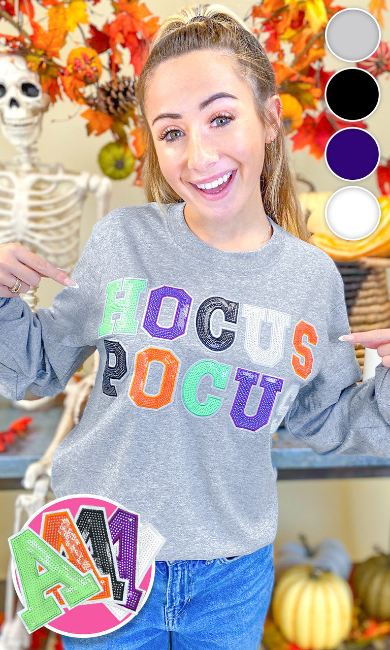 Hocus Pocus Halloween Sequin Graphic Long Sleeve T-Shirt