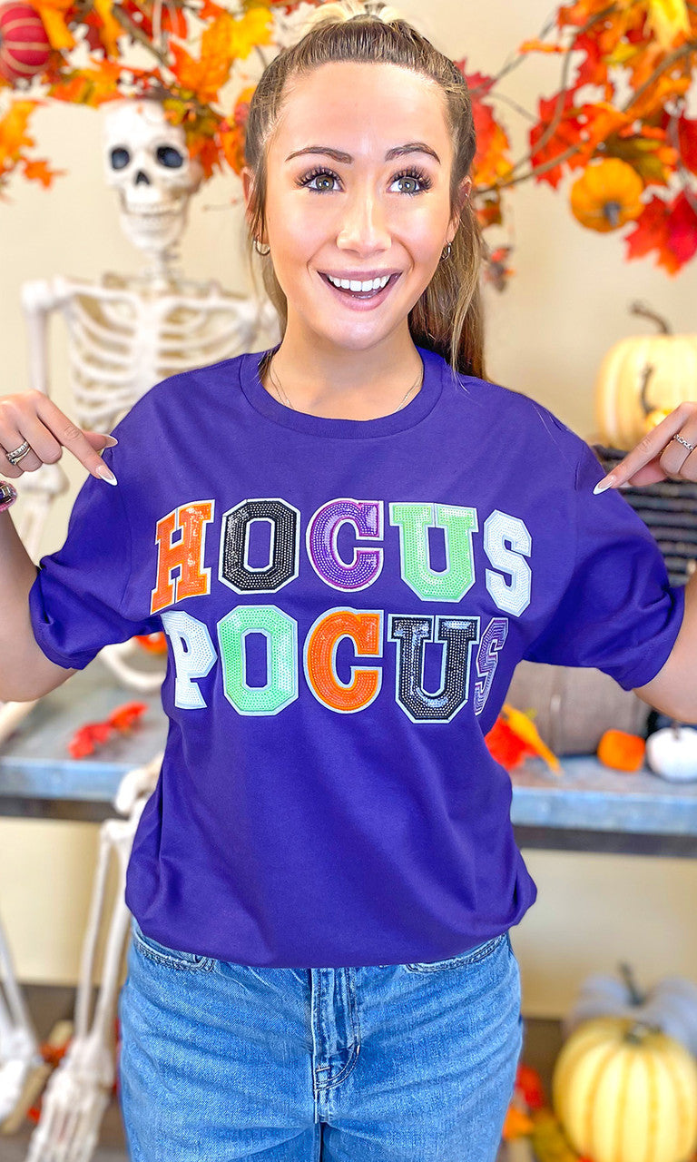 Hocus Pocus Halloween Sequin Graphic T-Shirt