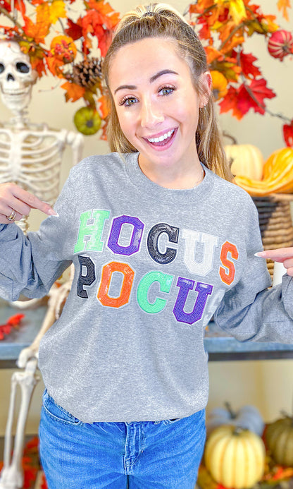 Hocus Pocus Halloween Sequin Graphic Long Sleeve T-Shirt
