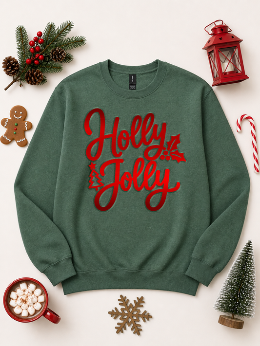Holly Jolly Christmas Puff Graphic Sweatshirt