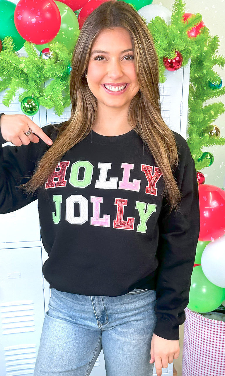 Holly Jolly Sequin Christmas Graphic Sweatshirt