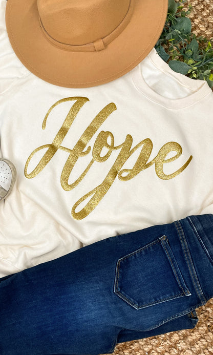 Hope Glitter Puff Graphic Sweatshirt