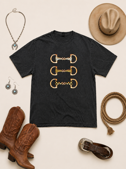 Horse Snaffle Bit Pigment Dye Graphic T-Shirt