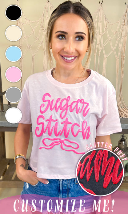 Jumbo Script Custom Puff Graphic Crop Top
