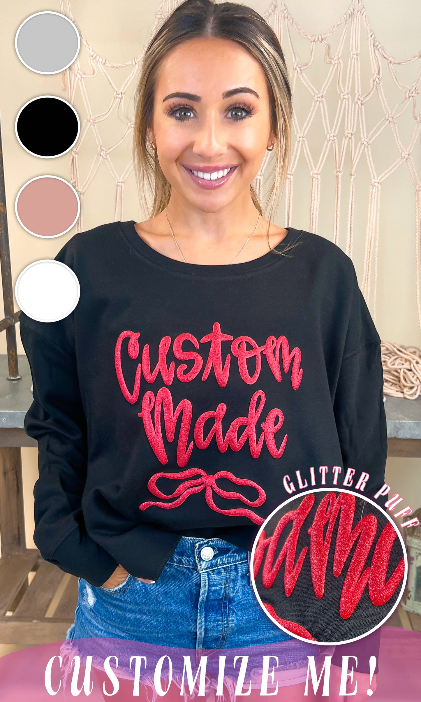 Jumbo Script Custom Puff Cropped Sweatshirt