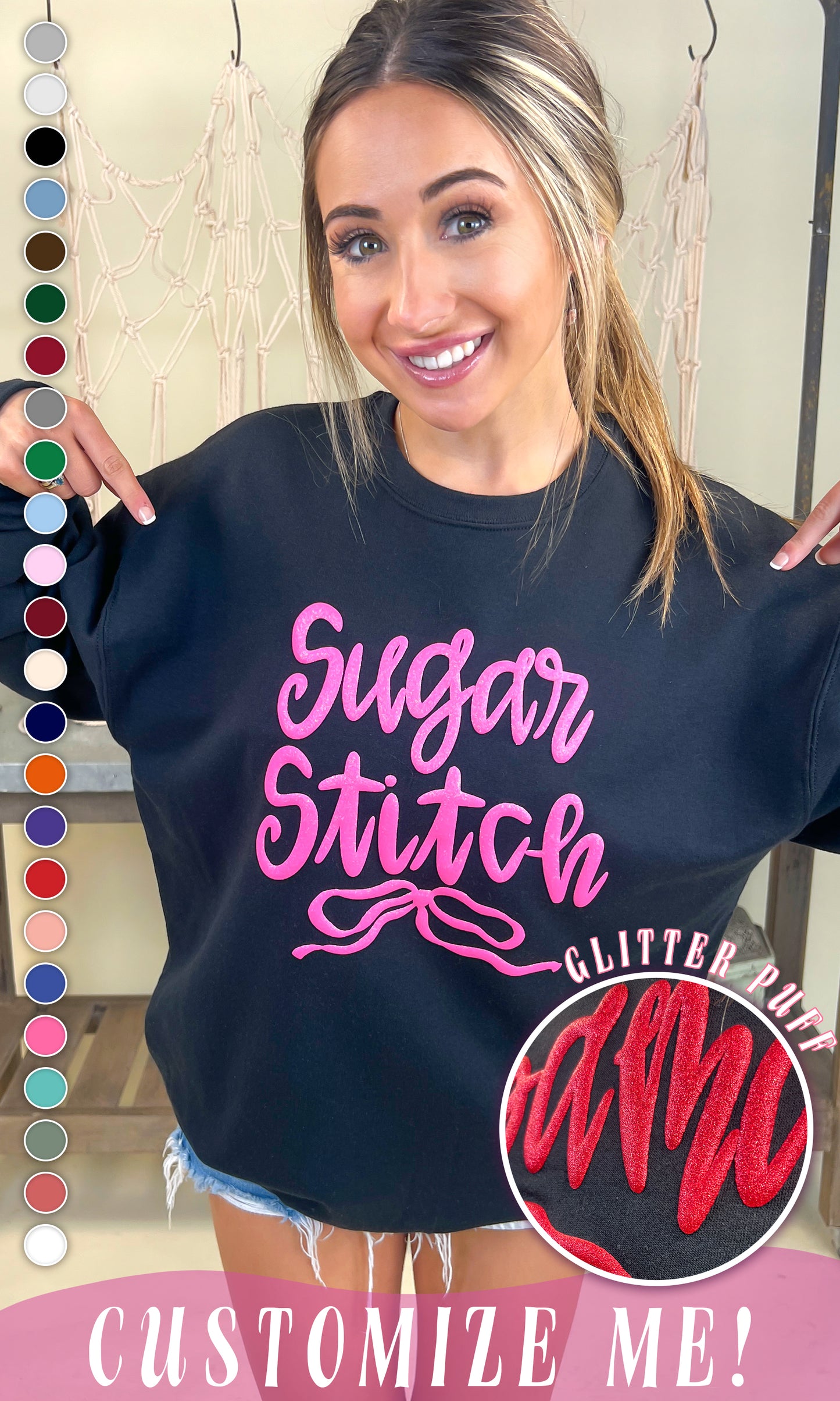 Jumbo Script Custom Puff Graphic Sweatshirt