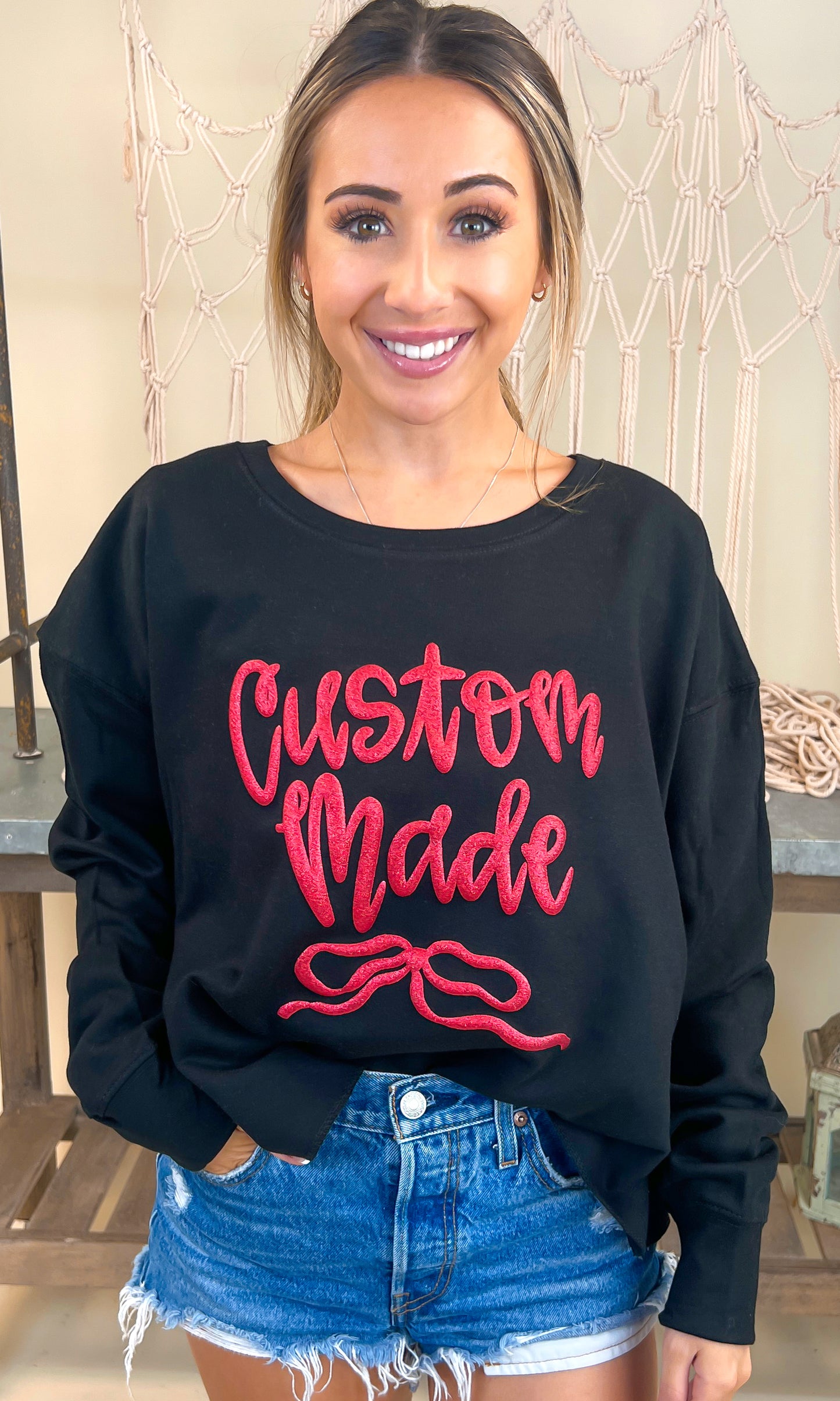 Jumbo Script Custom Puff Cropped Sweatshirt