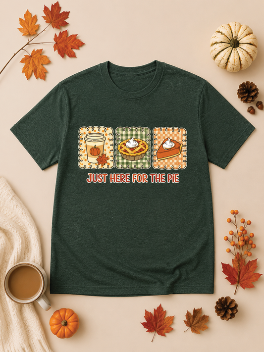 Just Here for The Pie Thanksgiving Burnout T-Shirt