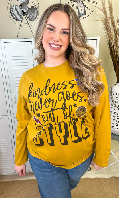 Kindness Never Goes Out of Style Sequin Graphic Long Sleeve T-Shirt