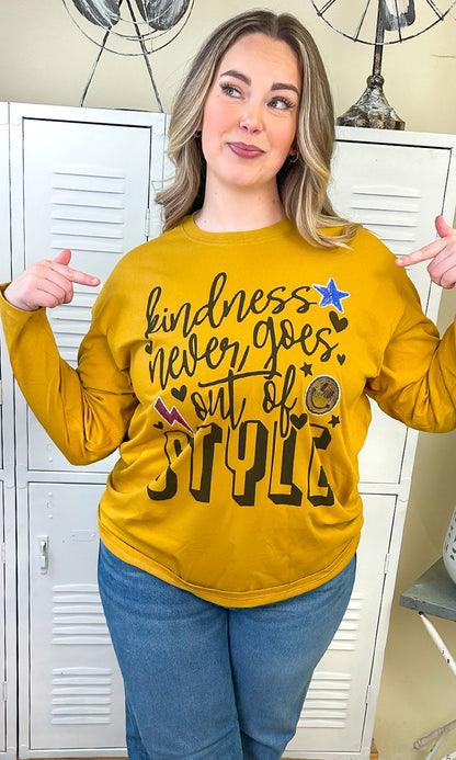Kindness Never Goes Out of Style Sequin Graphic Long Sleeve T-Shirt