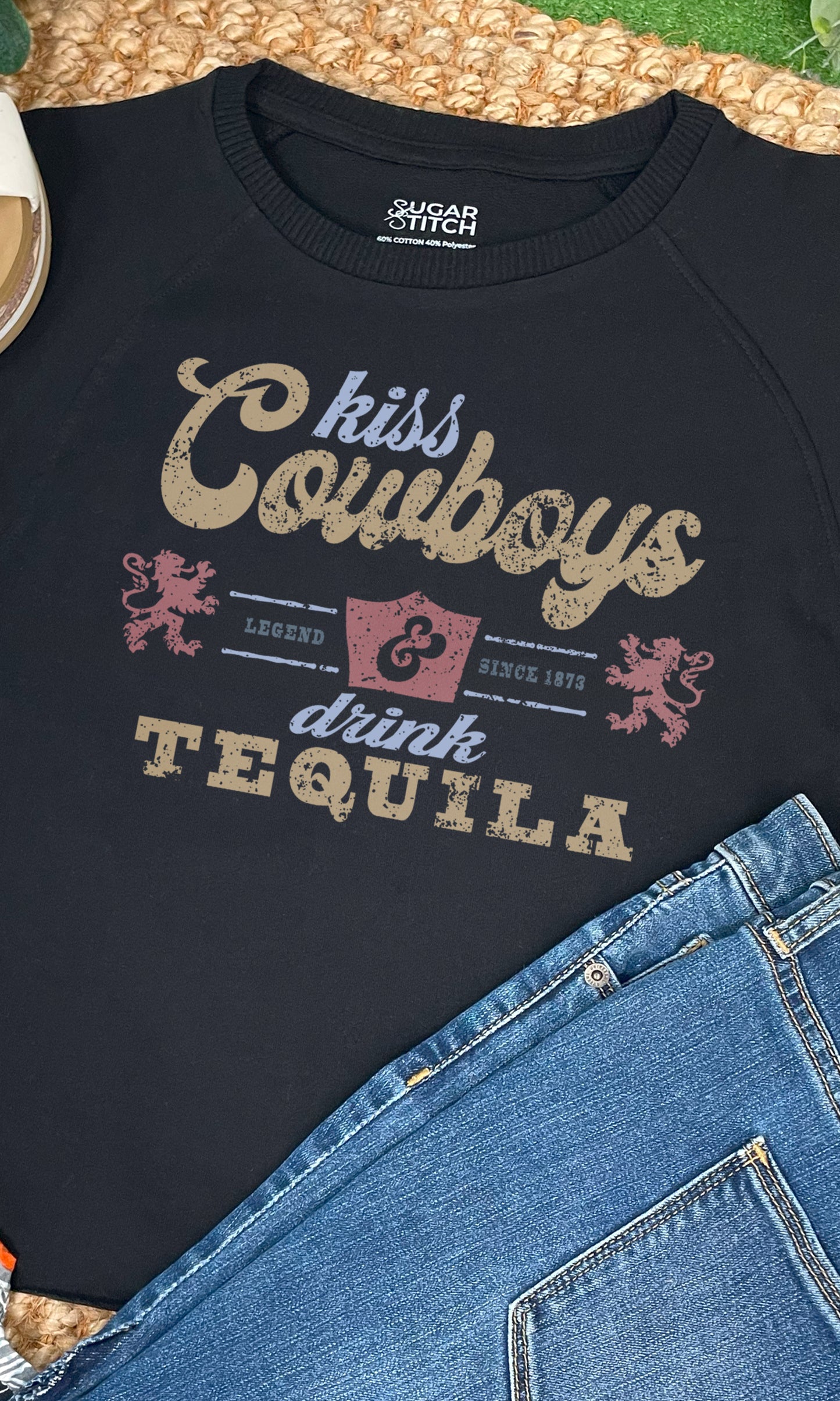 Kiss Cowboys and Drink Tequila Edgy Graphic Shirt