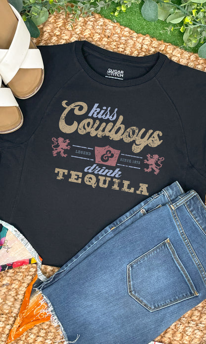 Kiss Cowboys and Drink Tequila Edgy Graphic Shirt