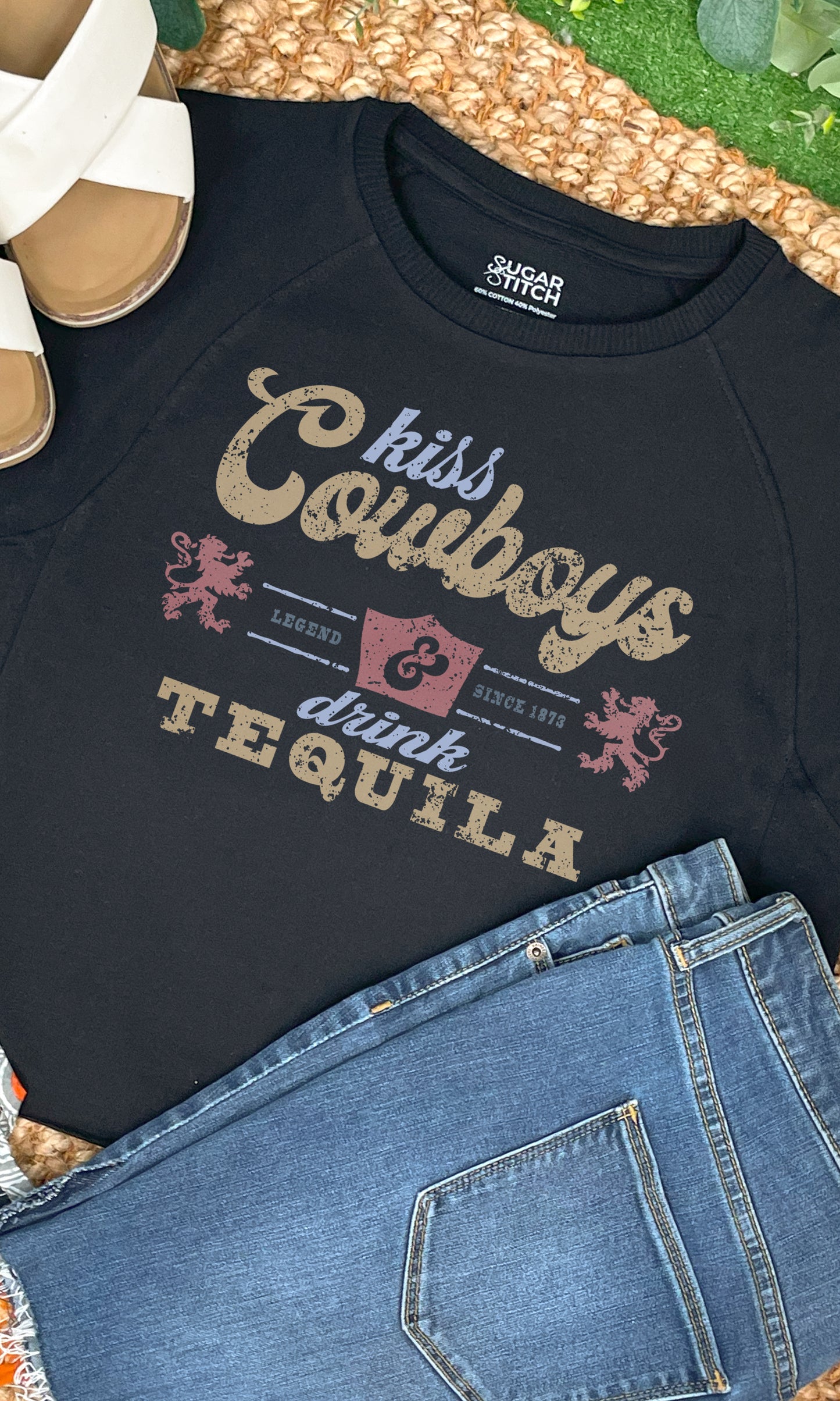 Kiss Cowboys and Drink Tequila Edgy Graphic Shirt