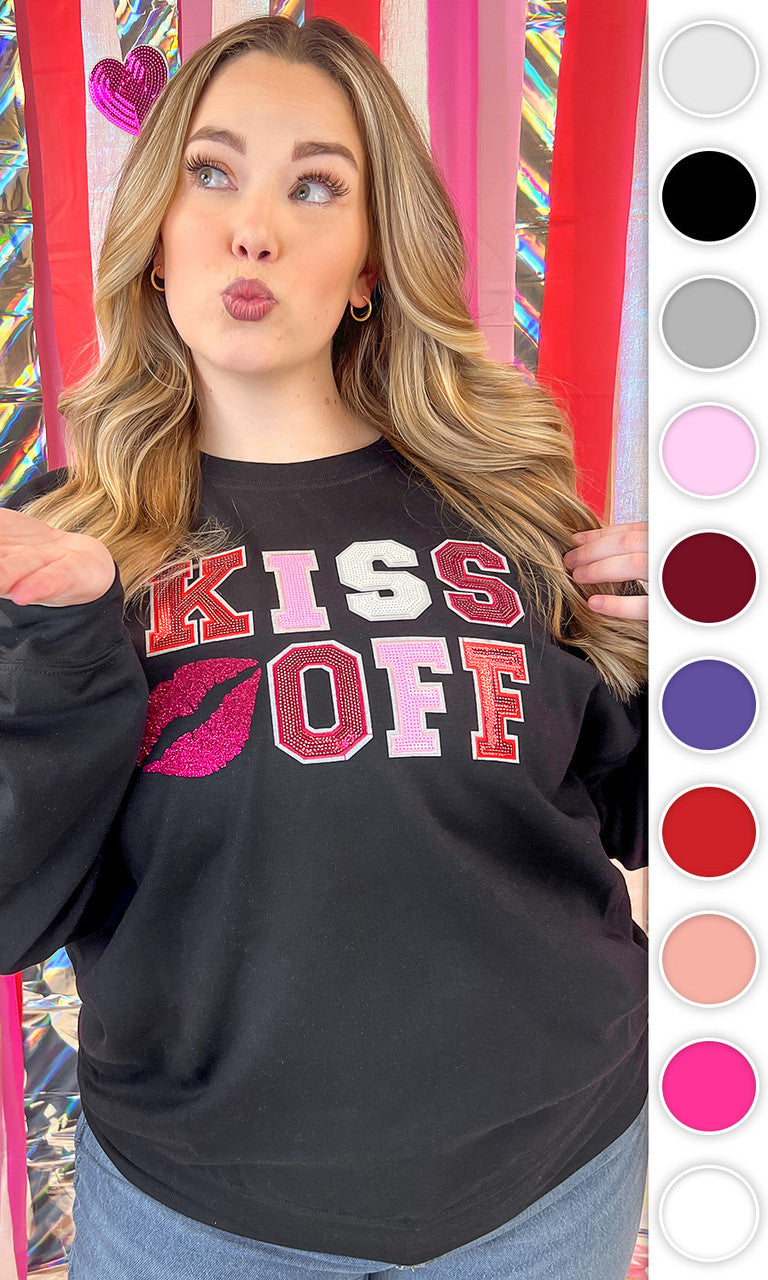 Kiss Off Valentine Sequin Graphic Sweatshirt