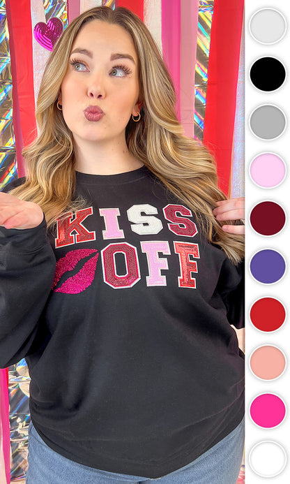 Kiss Off Valentine Sequin Graphic Sweatshirt