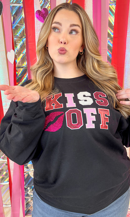 Kiss Off Valentine Sequin Graphic Sweatshirt
