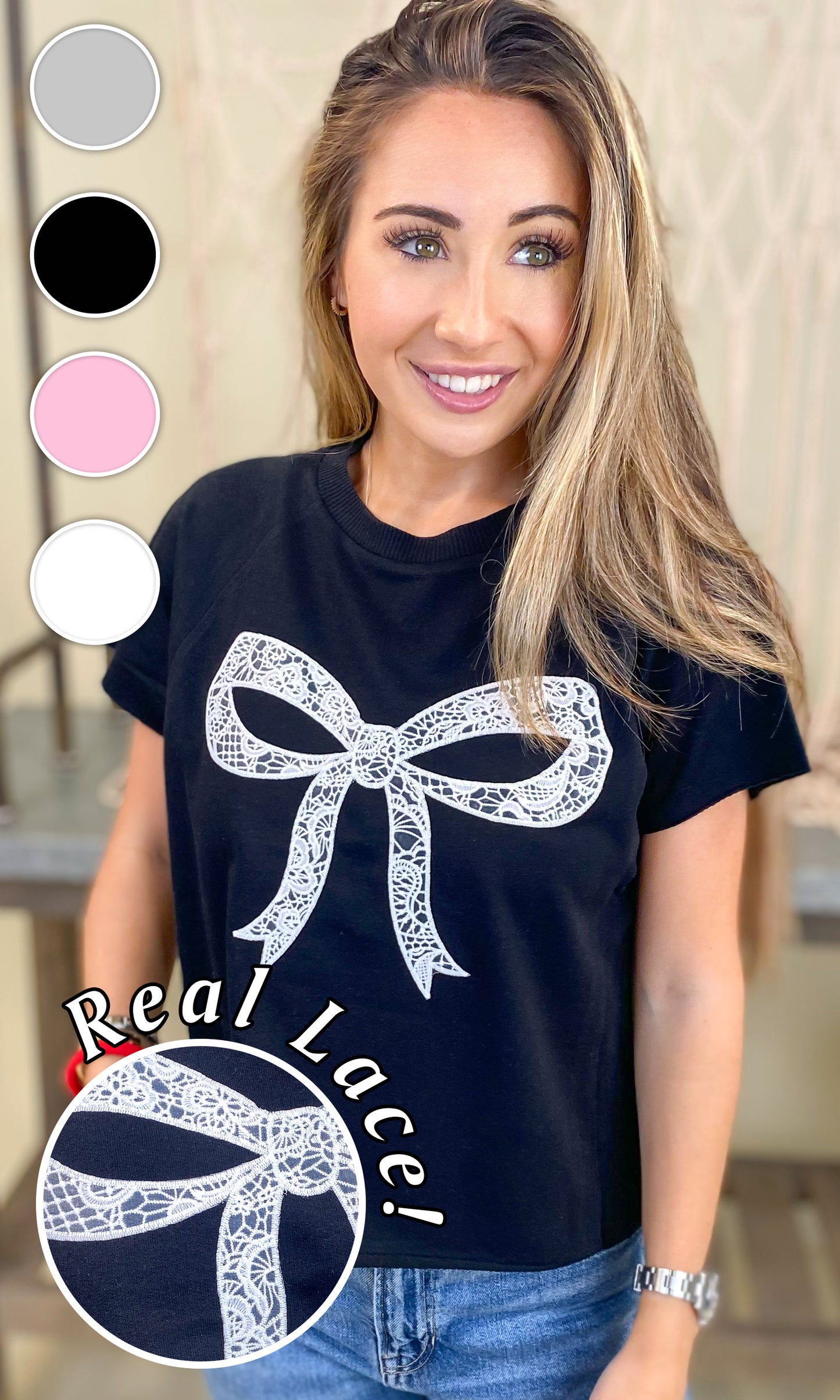 Bow Lace Graphic Edgy Shirt