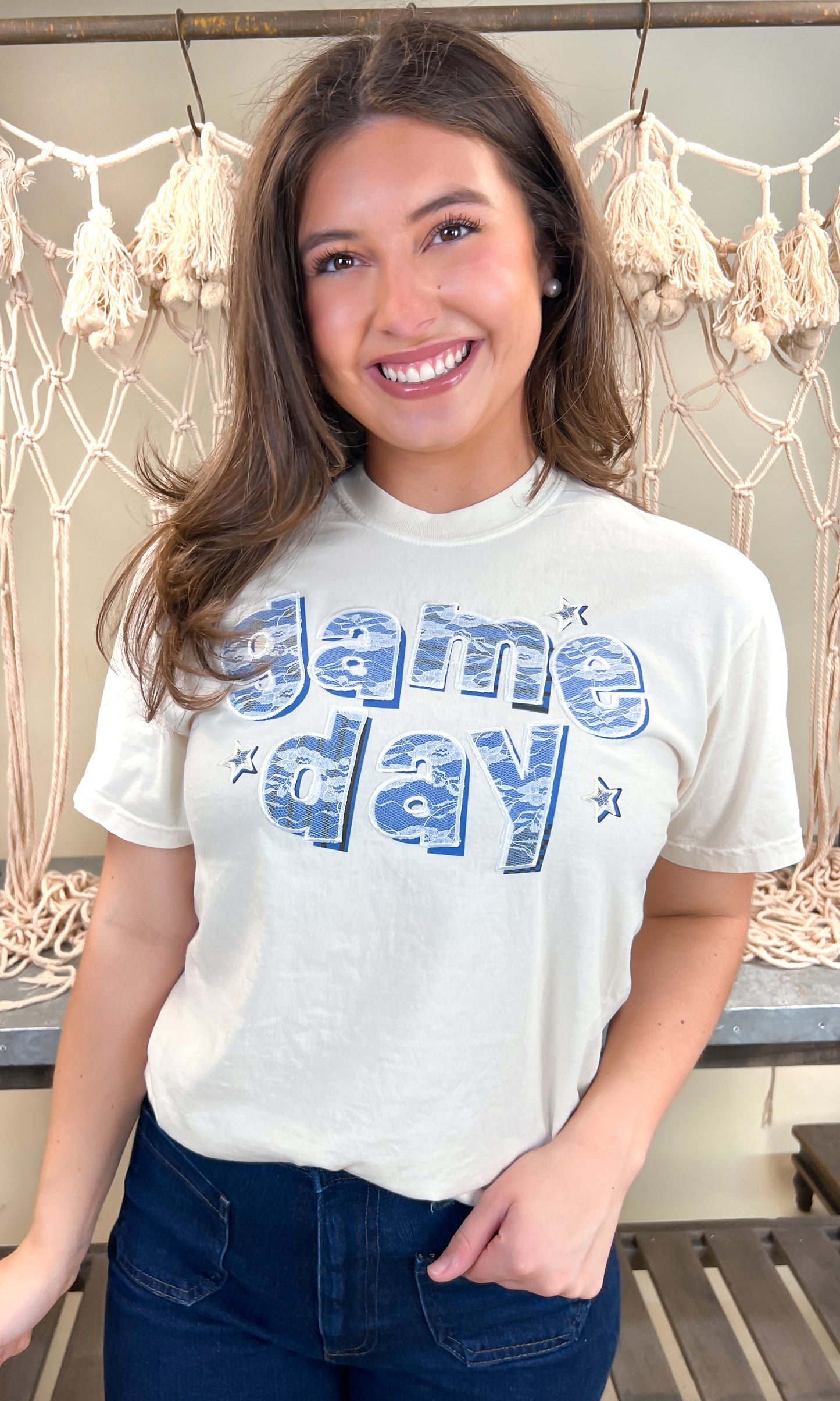 Lace Game Day Comfort Color Graphic T-Shirt