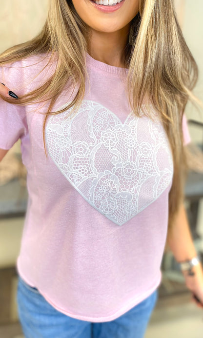 Heart Lace Graphic Edgy Shirt