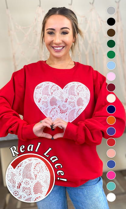 Heart Lace Graphic Sweatshirt