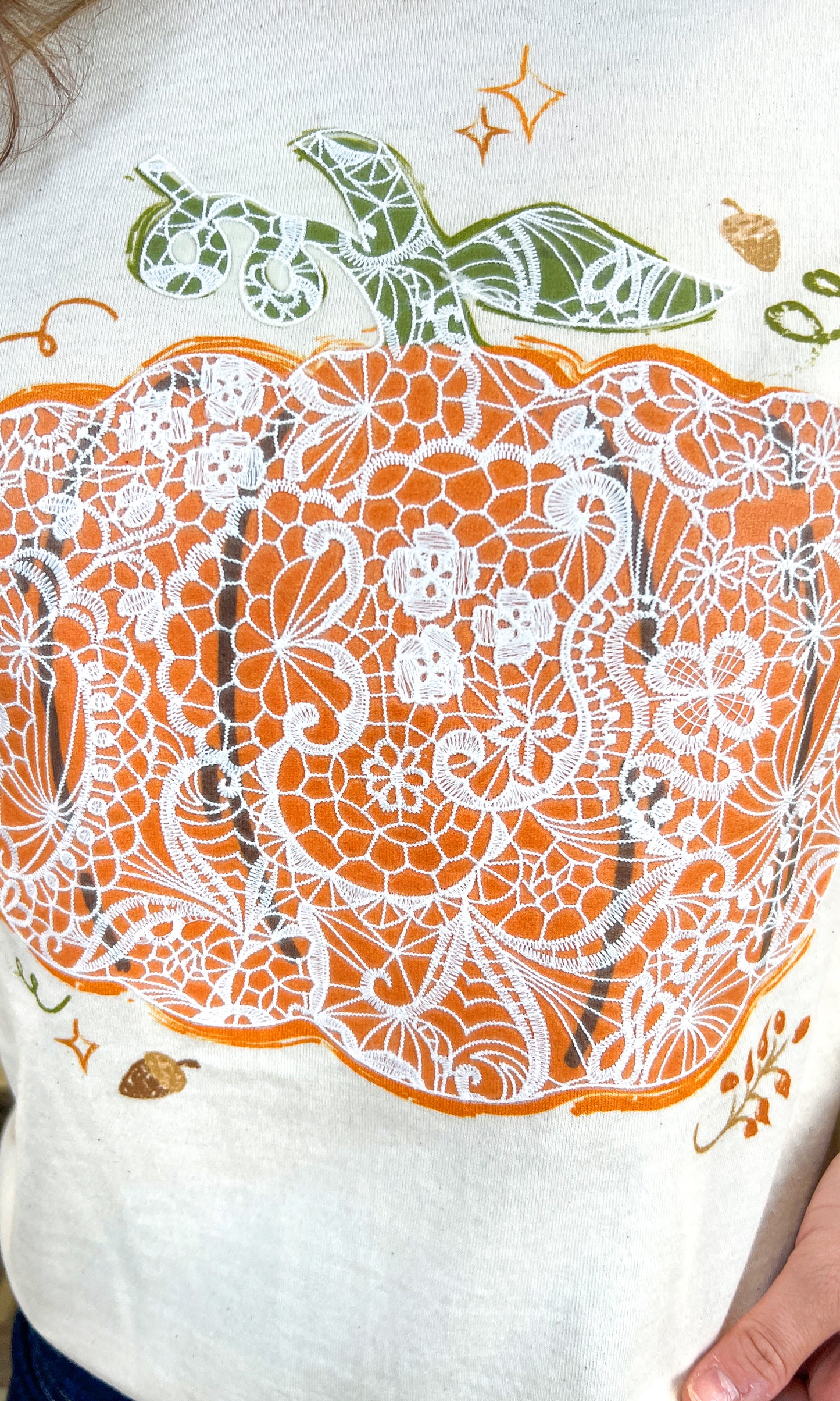 Lace Pumpkin Halloween Long Sleeve Graphic T-Shirt