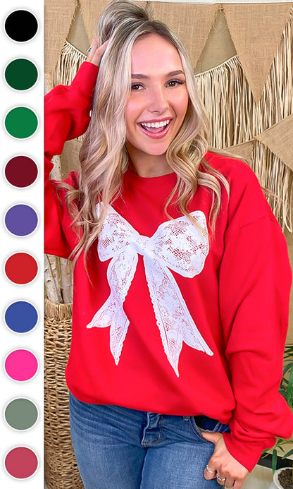 Lace Bow Graphic Sweatshirt