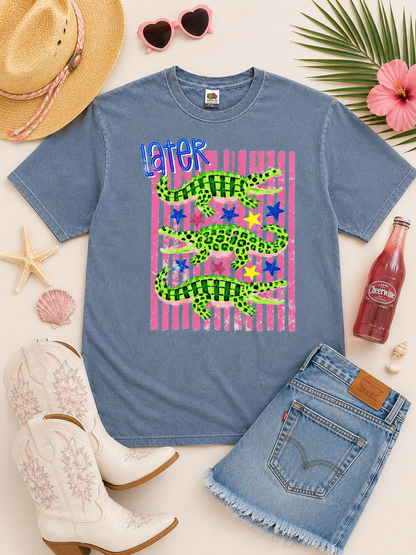 Later Gator Stripe Pigment Dye Graphic T-Shirt