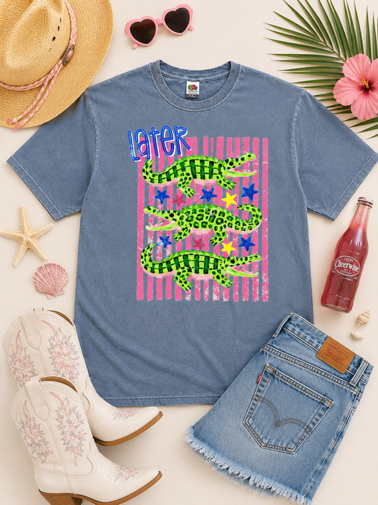 Later Gator Stripe Pigment Dye Graphic T-Shirt