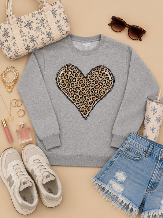 Leopard Heart Graphic Nantucket Sweatshirt