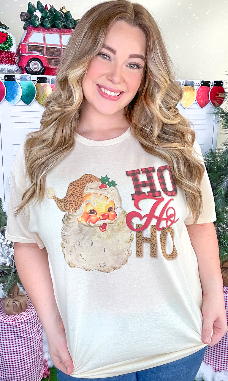Leopard Santa Ho Ho Ho Graphic T-Shirt