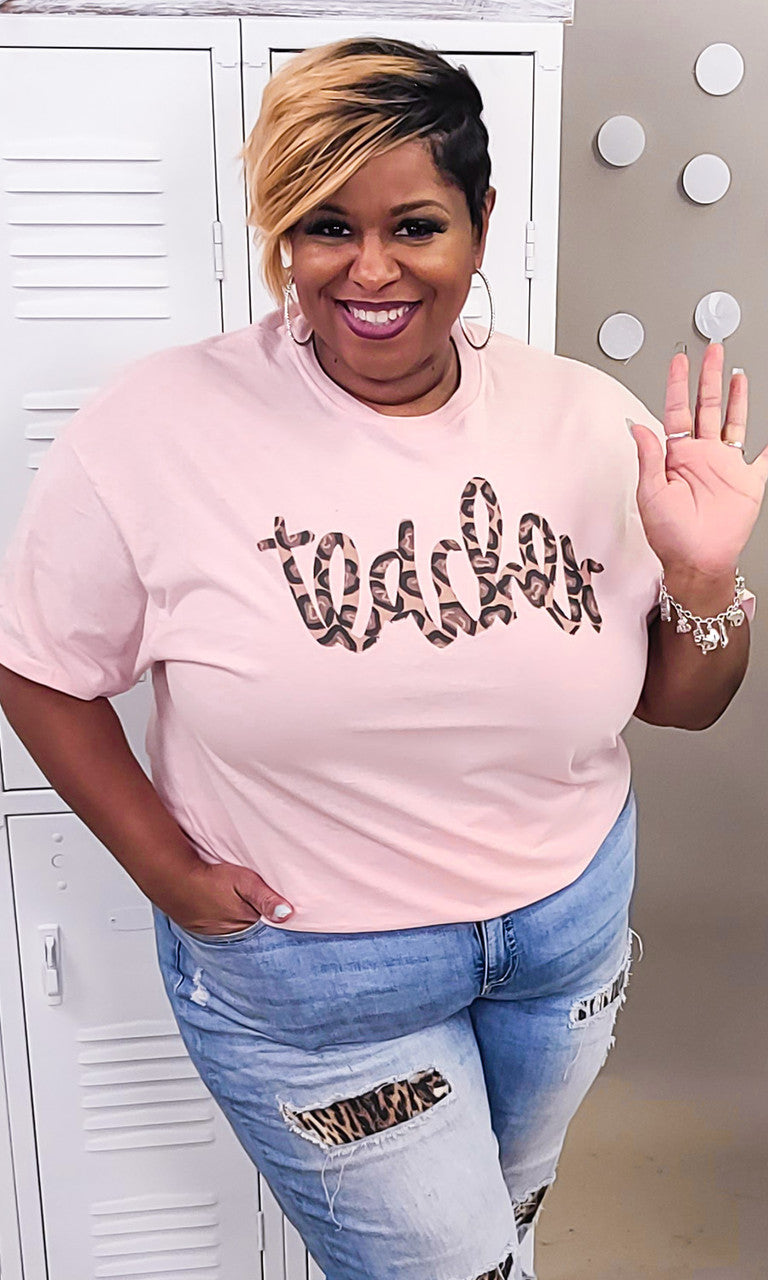 Leopard Script Teacher Graphic T-Shirt