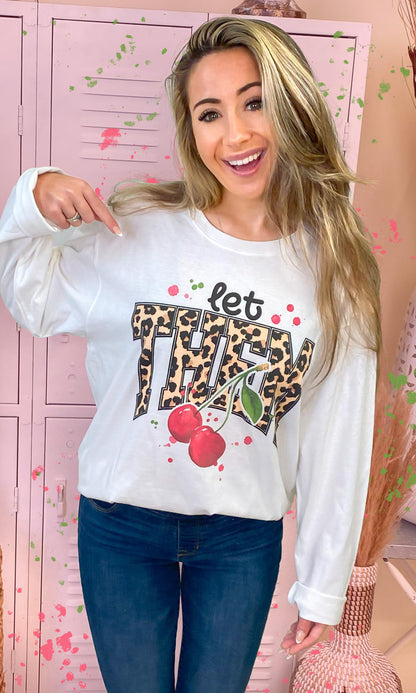 Let Them Cherries Graphic Long Sleeve T-Shirt
