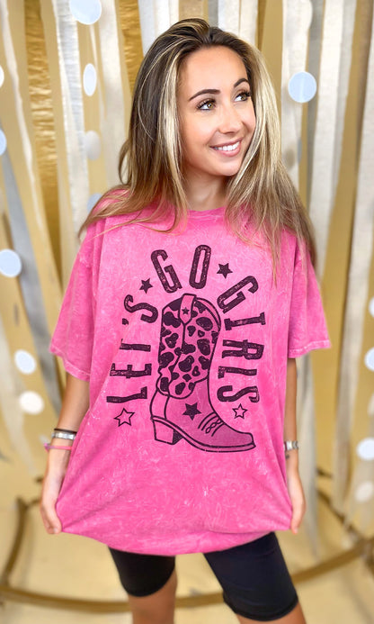 Let's Go Girls Mineral Washed Graphic Shirt