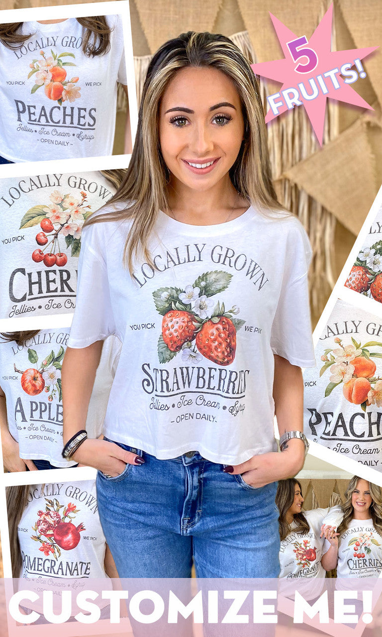 Locally Grown Fruit Graphic Crop Top T-Shirt